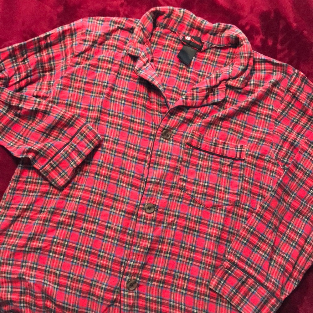 Flannel Pajama Top, Red Tartan Plaid
